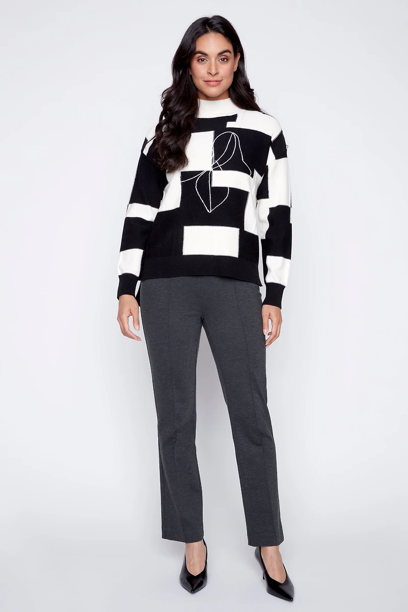 Black and white check design sweater