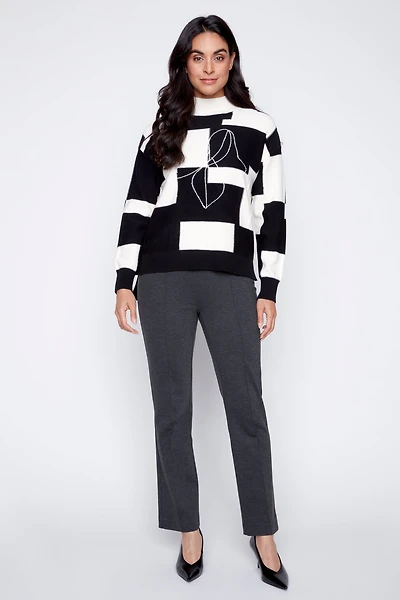 Black and white check design sweater