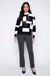 Black and white check design sweater