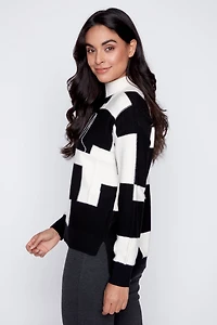 Black and white check design sweater