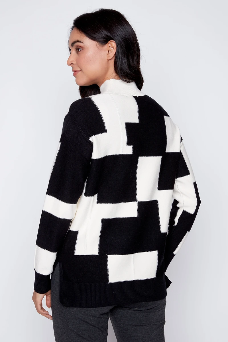 Black and white check design sweater