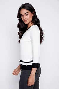 Contrast trim bow detail sweater
