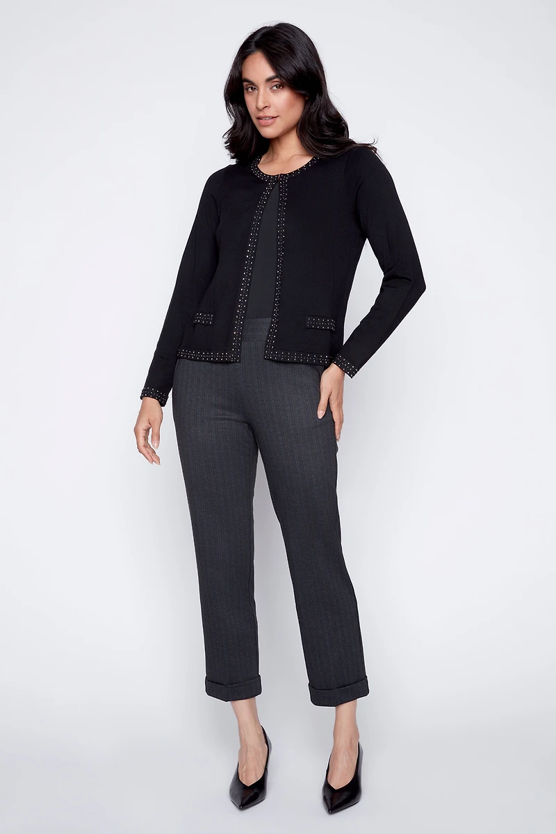 Rhine stud trim cardigan