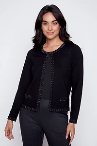 Rhine stud trim cardigan