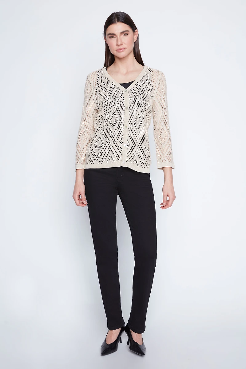 Crochet lurex cardigan