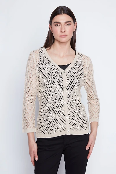 Crochet lurex cardigan