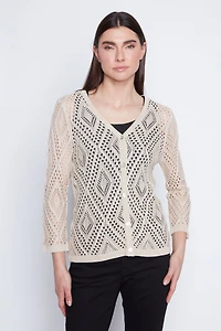 Crochet lurex cardigan