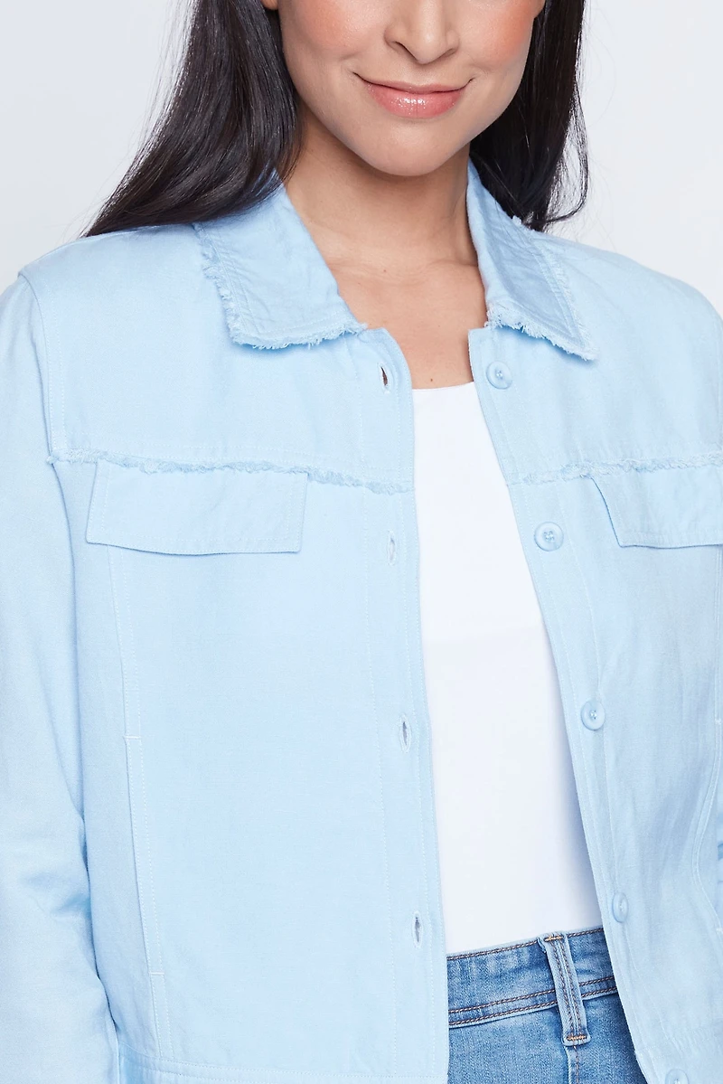 Solid linen blend jacket