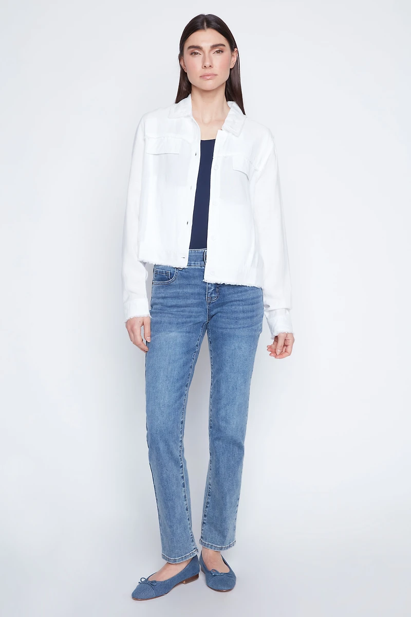 La veste unie en lin mélangé