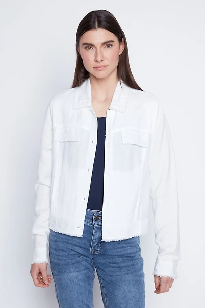La veste unie en lin mélangé