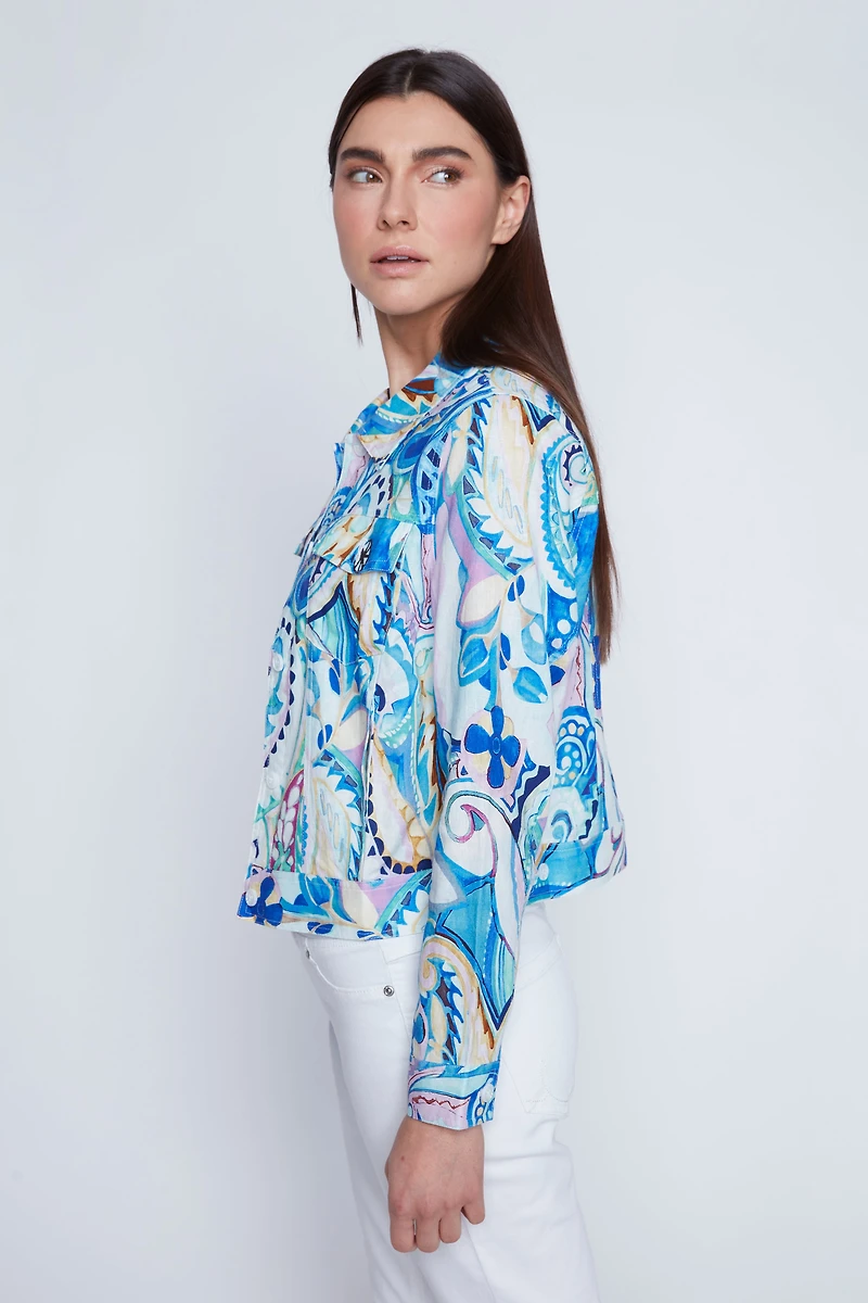 Paisley print linen jacket