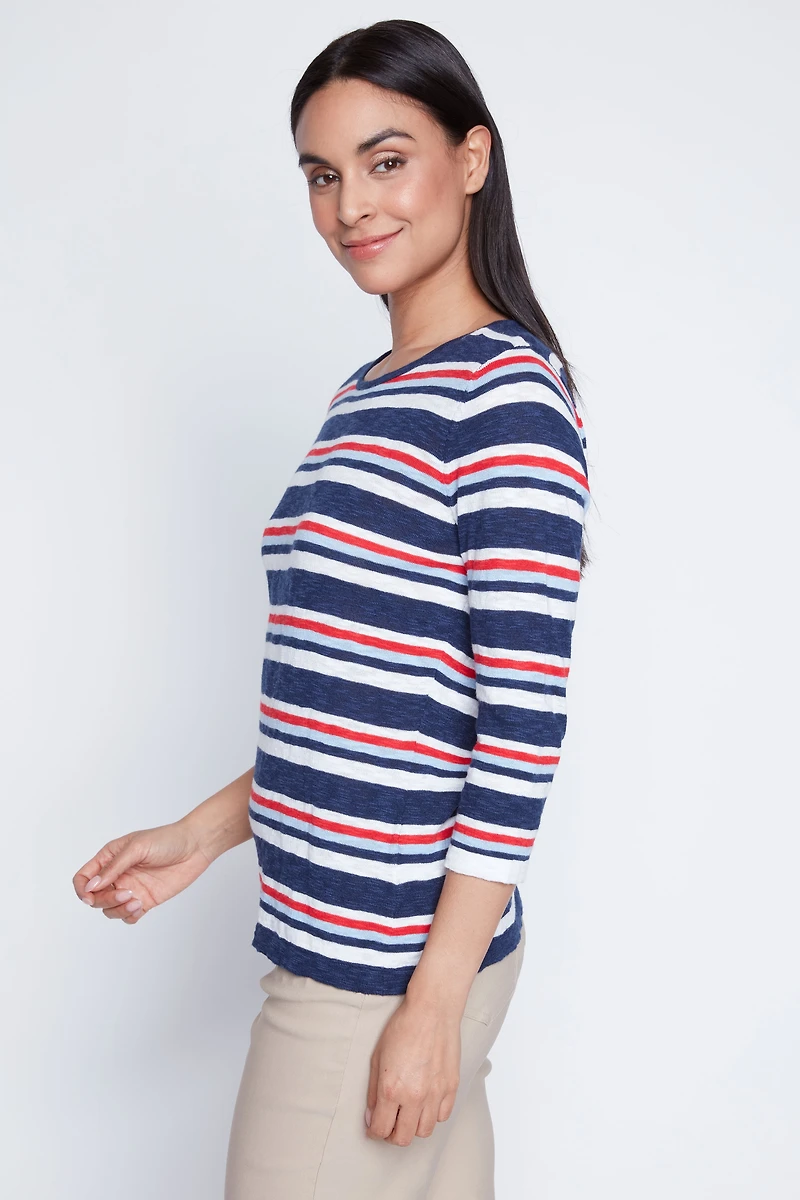 Multi stripe cotton sweater