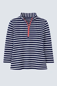 Le t-shirt rayé à col montant avec fermeture éclair