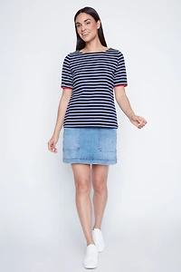 Short sleeve cotton stripe t-shirt