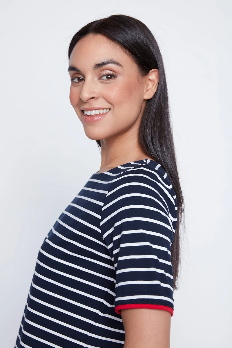 Short sleeve cotton stripe t-shirt