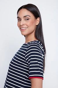 Short sleeve cotton stripe t-shirt