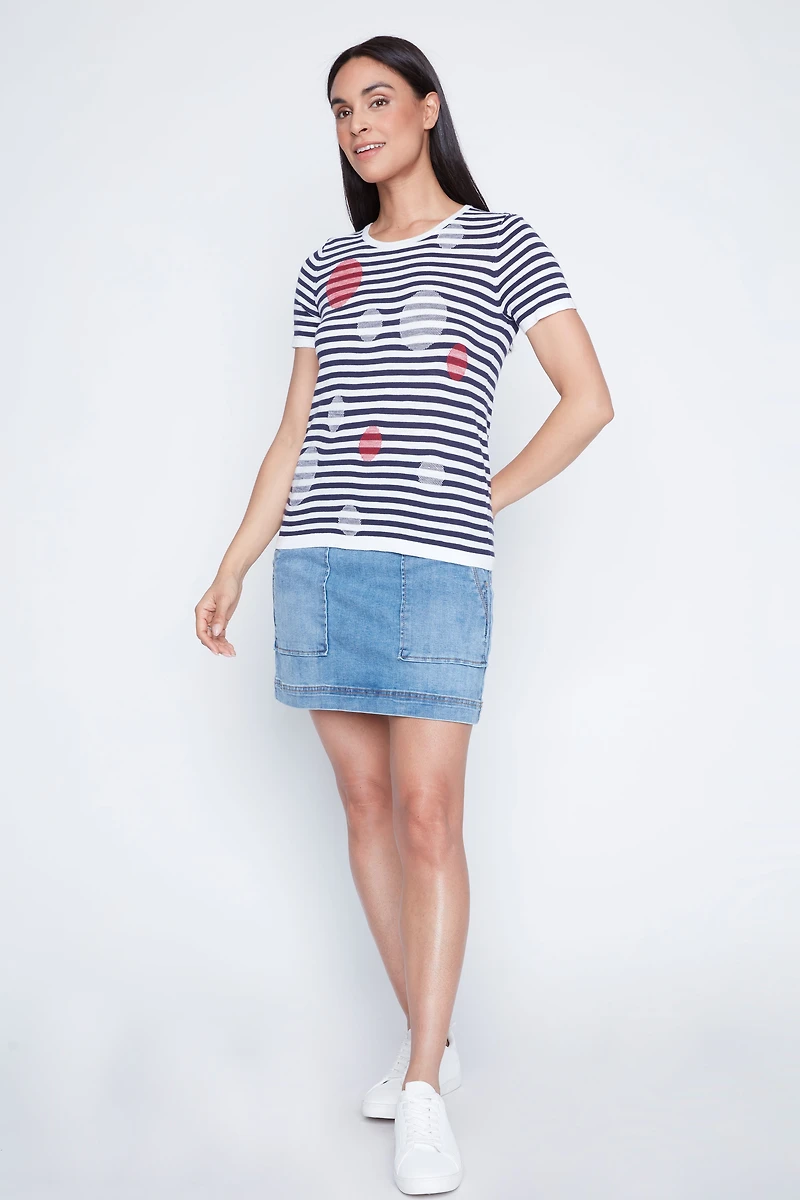 Stripe and dots cotton sweater