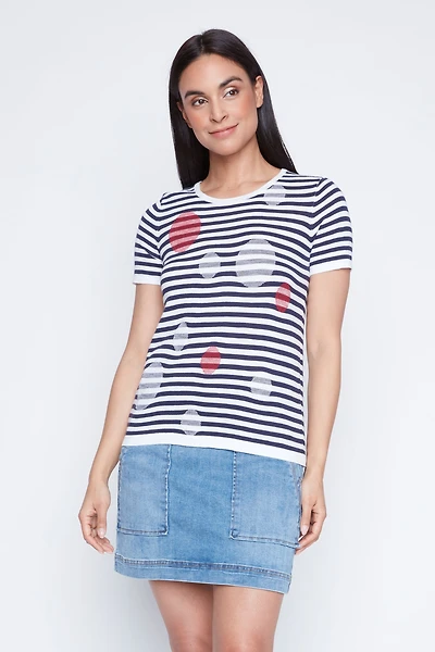 Stripe and dots cotton sweater