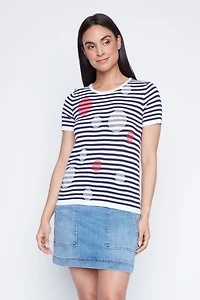 Stripe and dots cotton sweater