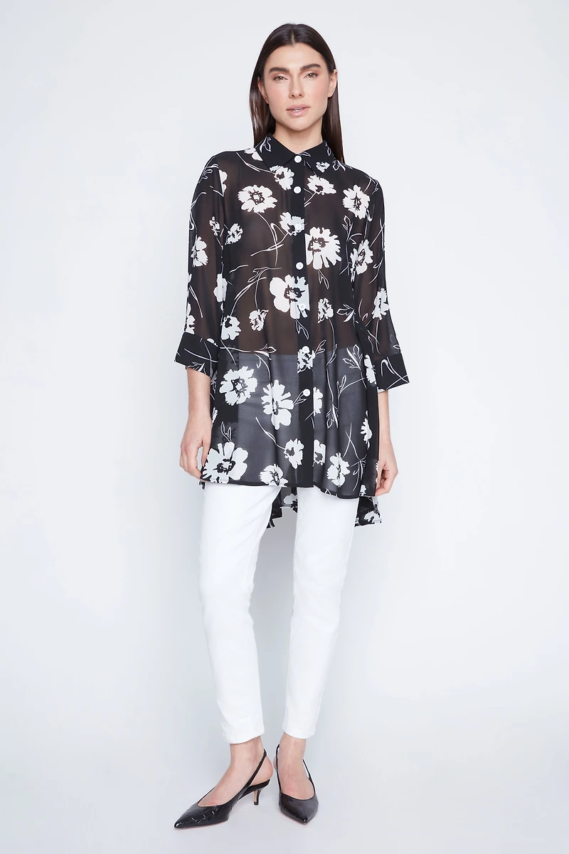 Three way convertible chiffon blouse
