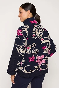 La veste en laine bouillie à broderies florales