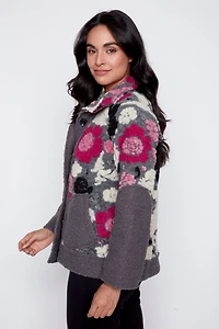 Floral embroidery boiled wool jacket