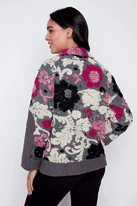 Floral embroidery boiled wool jacket