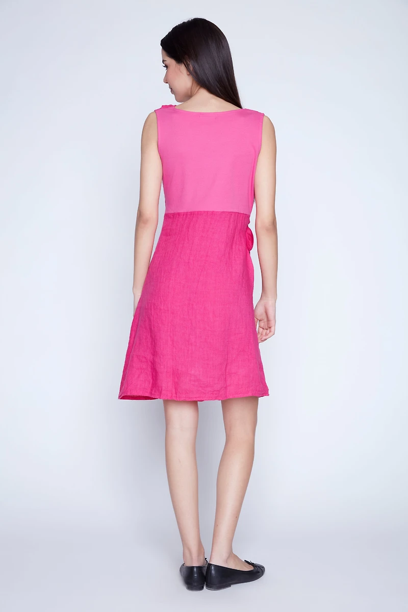 Side bow linen dress