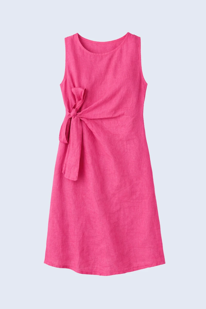 Side bow linen dress