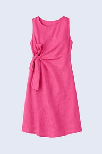 Side bow linen dress