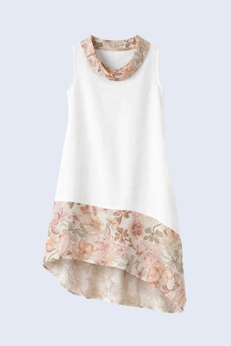 La robe en lin à bordure imprimée