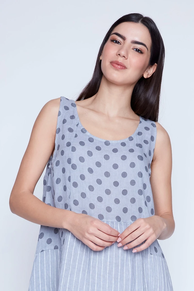 Mix media linen dress