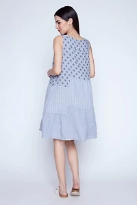 Mix media linen dress