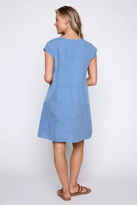 Front embroidery linen dress