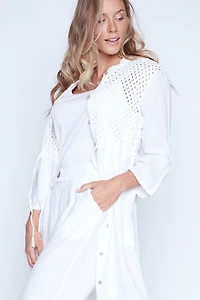 Crochet combo linen cardigan