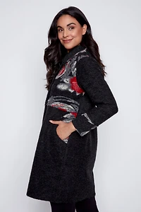 La veste en laine bouillie brodée