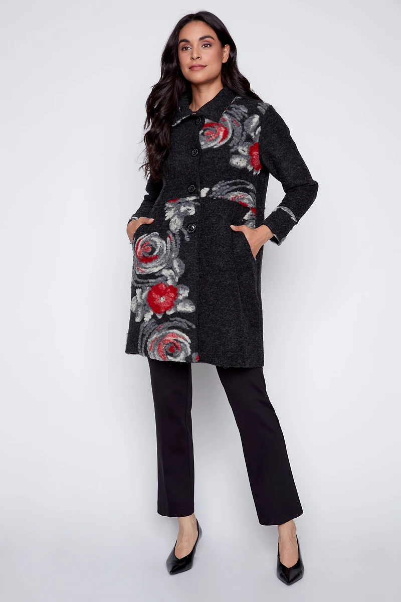 Embroidered boiled wool jacket