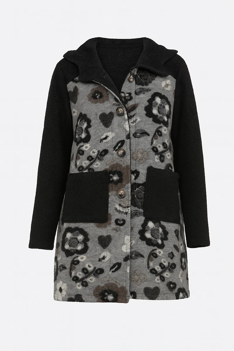Floral embroidery boucle jacket