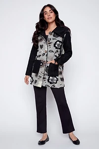 Floral embroidery boucle jacket