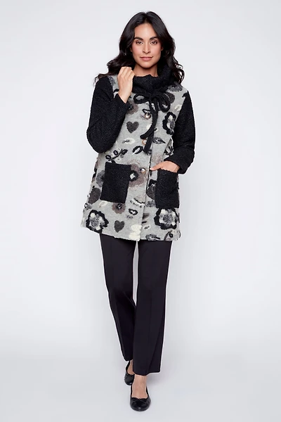 Floral embroidery boucle jacket