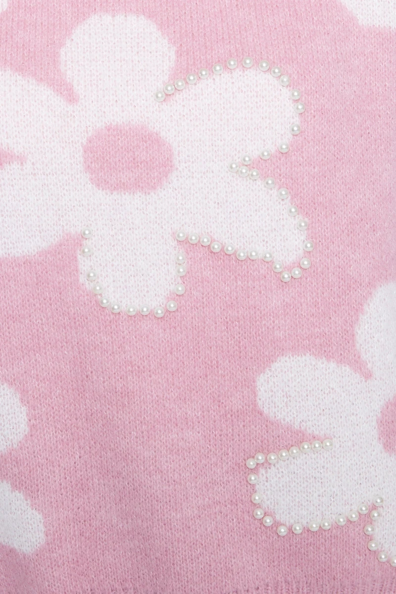 Le pull en laine mélangée avec détails de fleurs et perles