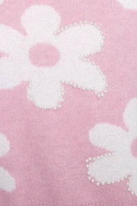 Le pull en laine mélangée avec détails de fleurs et perles