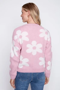 Le pull en laine mélangée avec détails de fleurs et perles