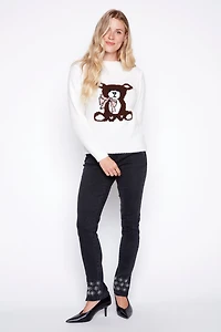 Bear design wool blend sweater
