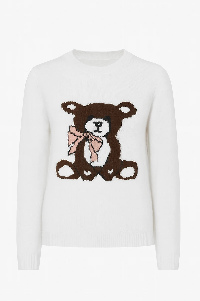 Bear design wool blend sweater
