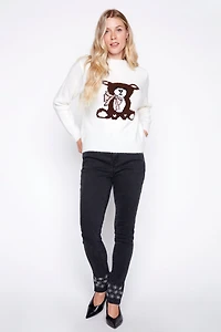 Le pull en laine mélangée à motif ourson