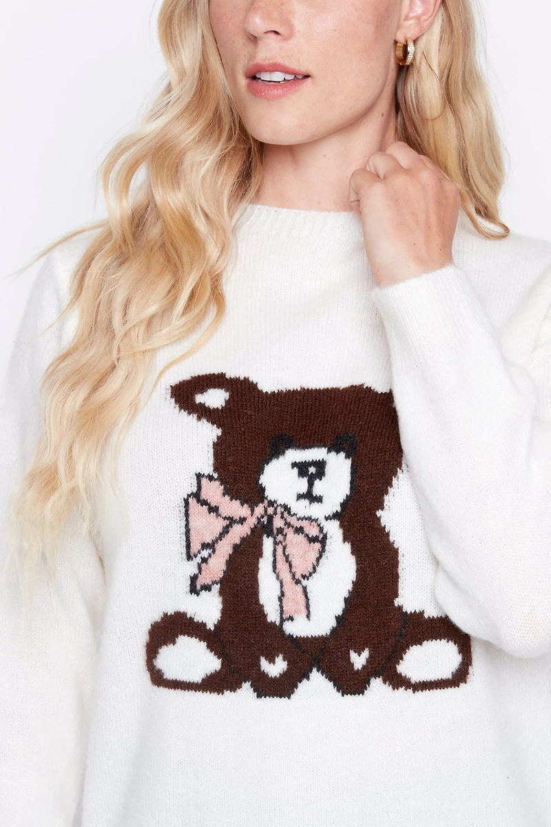 Bear design wool blend sweater