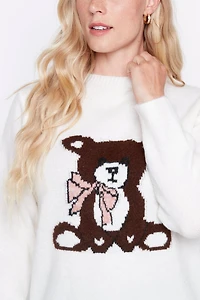 Bear design wool blend sweater