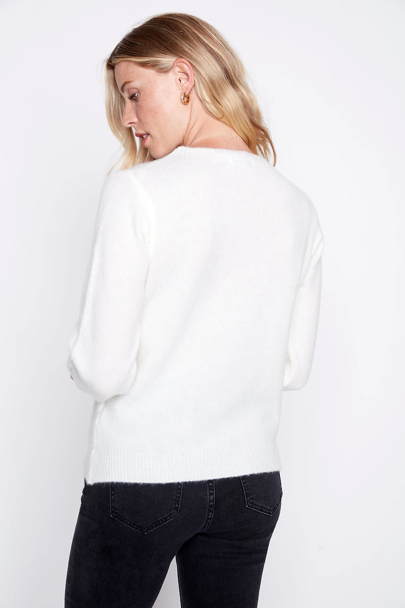 Bear design wool blend sweater