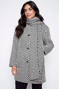 Textured coat with scarf